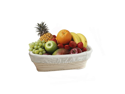 パン<u><a href='https://ja.bannetonbasket.com'>発酵バスケット</a></u> デザインインサート ロングバヌトン 7インチ プレミアム楕円形10インチ